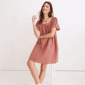 Madewell Lightspun Butterfly Square-Neck Mini Dress. Large. Vintage quartz.